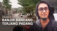Air bah bercampur lumpur merendam rumah warga, salah satu kawasan terdampak Perumahan Lumin Park, di Kecamatan Lubuk Minturun, ketinggian banjir mencapai lebih dari 1,5 meter.