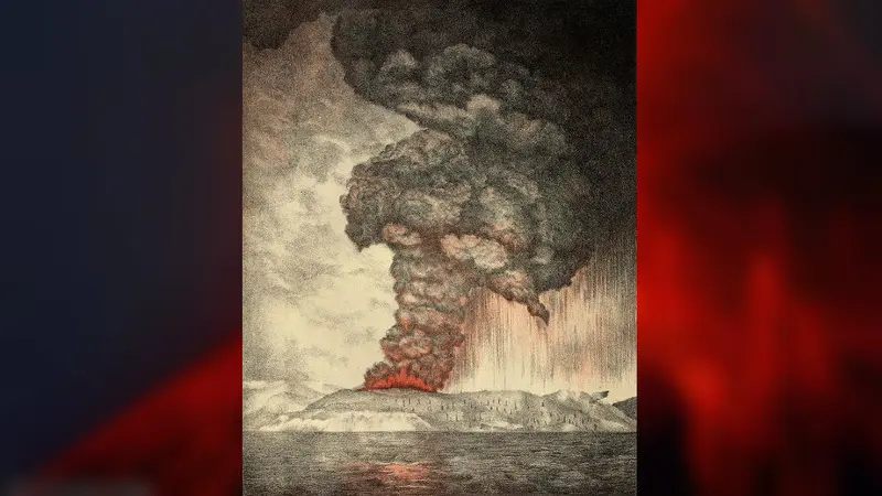 Ilustrasi letusan Gunung Krakatau pada 1883
