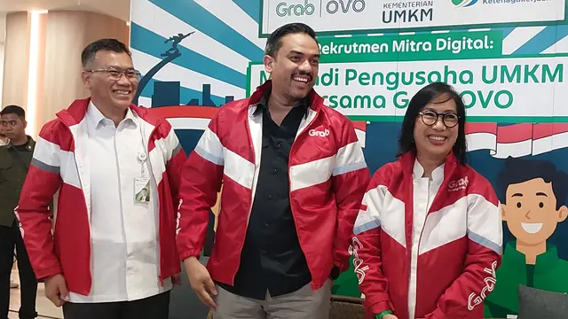Konferensi Pers Rekrutmen Mitra Digital: Menjadi Pengusaha UMKM Bersama Grab OVO, di Smesco Indonesia, Jakarta, Selasa (17/6/2025). (Foto: Liputan6.com/Arief RH)