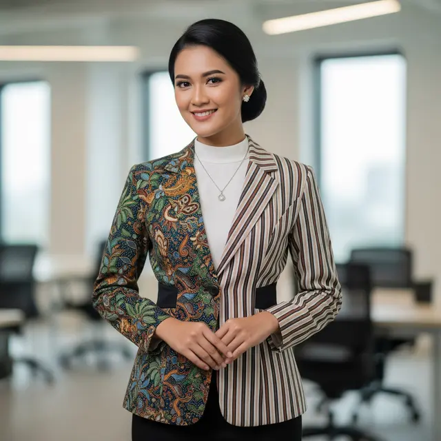Model Baju Atasan Batik Kombinasi Lurik (Gemini AI)