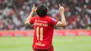 Selebrasi Arlyansyah Abdulmanan usai berhasil mencetak gol ke gawang Persijap Jepara pada pekan ke-16 BRI Super League 2025/2026 di Stadion Utama Gelora Bung Karno (SUGBK), Jakarta Pusat, Sabtu (3/1/2026) sore WIB. (Bola.com/Abdul Aziz)