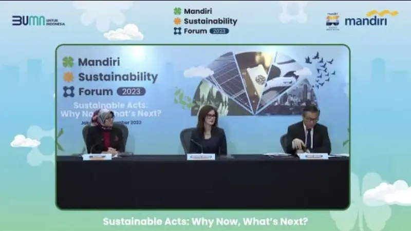 Konfrensi pers Mandiri Sustainability Forum 2023 (tangkapan layar/Elga N)