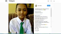 Siswa peraih juara oliampiade matematika tingkat nasional meminta bantuan biaya pada Jokowi agar dapat lanjut ke tingkat internasional. (Instagram/@neira_fatma)