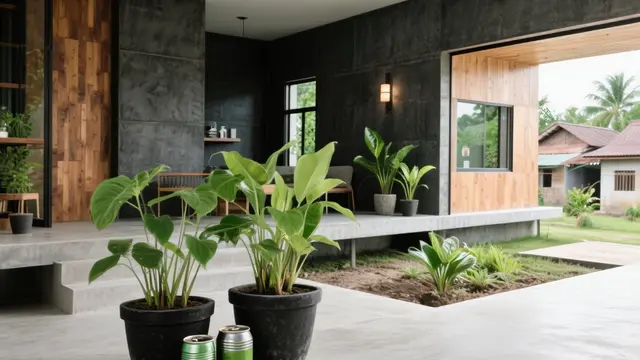Tanaman Hias dalam Pot Beton/Kayu untuk Keseimbangan