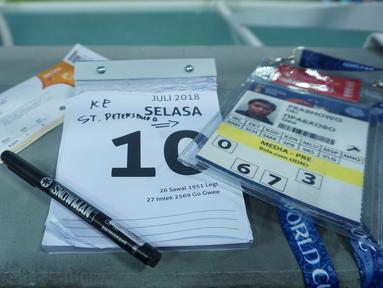 Pada hari kedua, saya jurnalis Bola.com, Okie Prabhowo, akan mengunjungi Stadion Krestovsky yang terletak di St Petersburg. Kali ini saya bertemu dengan legenda Prancis, Christian Karembeu dan juga Hutauruk. (Bola.com/Okie Prabhowo)