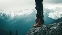 Ilustrasi sepatu outdoor di pegunungan. (Foto: Ali Kazal/Pexels)
