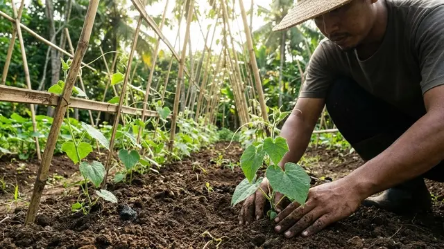 Ilustrasi Cara Menanam Daun Cincau Hijau/Gemini AI