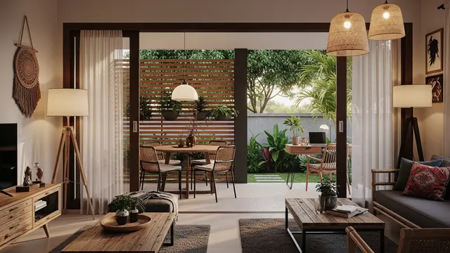 Model Rumah Kecil dengan Koneksi Indoor dan Outdoor yang Harmonis Model dengan Teras Belakang Multifungsi