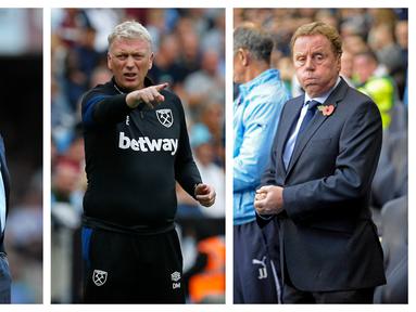 David Moyes sukses membawa West Ham tampil di Liga Europa musim ini setelah musim lalu finish di posisi ke-6 Premier League. Kejeniusannya meracik The Hammers seakan meneruskan tongkat estafet pelatih-pelatih yang telah berjasa sebelumnya. Siapa sajakah? (Foto: Kolase AFP)