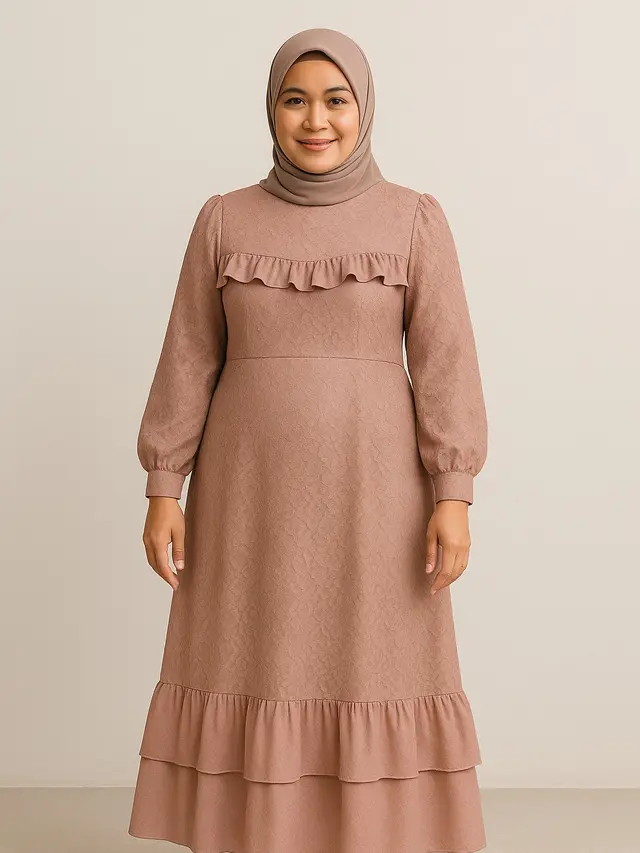 Model Gamis Brokat A-line untuk Ibu-ibu Usia 40 Tahun (Foto: ChatGPT)