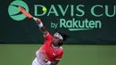 Kedua pemain saling susul menyusul angka hingga akhirnya laga harus melalui babak tie break. Namun, pria berdarah Belanda-Kamboja-Indonesia tersebut akhirnya berhasil menutup set pertama dengan skor 7-6 (4). (Bola.com/Bagaskara Lazuardi)