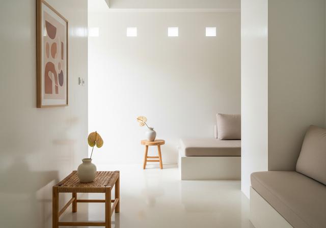 Palet Warna Terang dan Monokromatik/Desain Rumah Kecil Tetap Terang Tanpa Banyak Jendela (Sumber: gemini.com)
