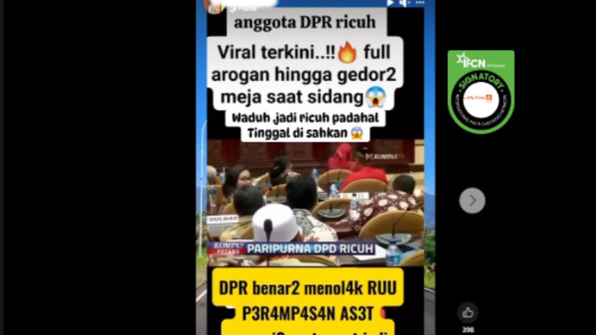 Cek Fakta: Tidak Benar Video Ini Anggota DPR Ricuh Saat Sidang RUU Perampasan Aset