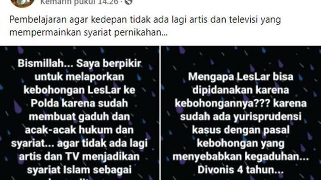 Seorang warganet bernama Mila Machmudah Djamhari akan melaporkan Rizky Billar dan Lesti Kejora karena telah melakukan pembohongan publik terkait pernikahan mereka