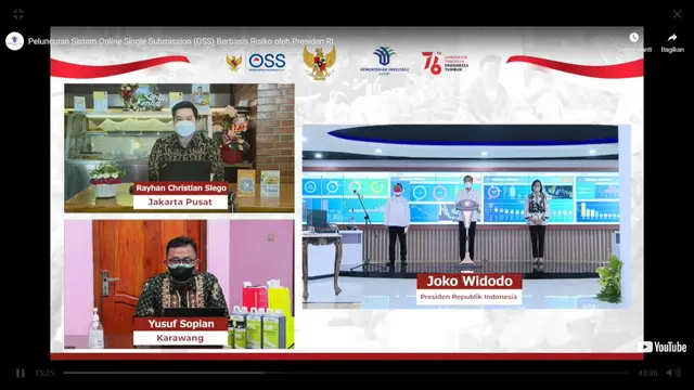 Peresmian Aplikasi One Single Submission (OSS) oleh Presiden Joko Widodo.