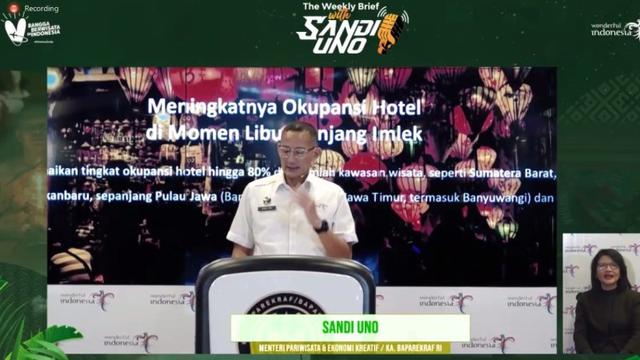 Menparekraf Sandiaga Uno dalam The Weekly Brief with Sandi Uno, Senin, 12 Februari 2024