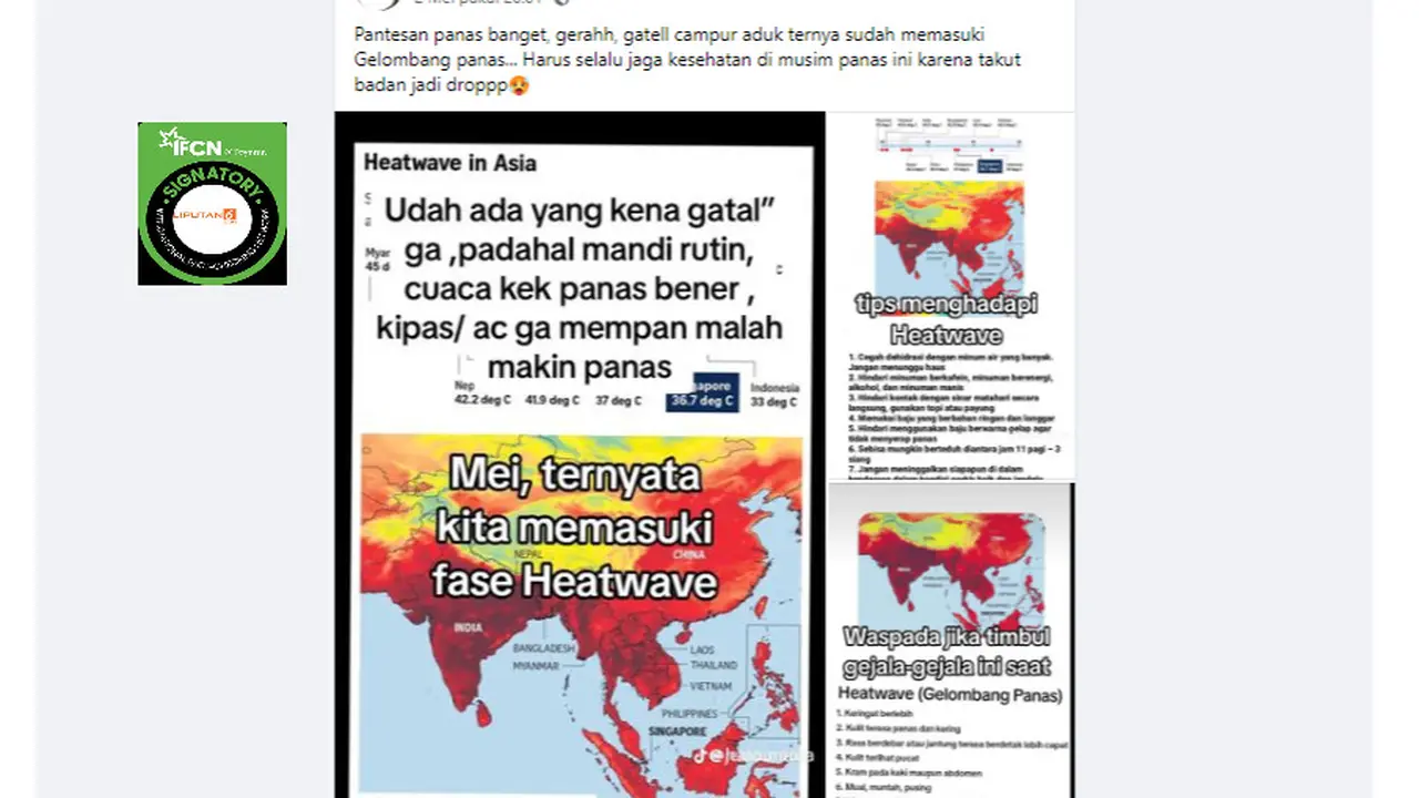 Tangkapan layar klaim Indonesia memasuki fase gelombang panas.