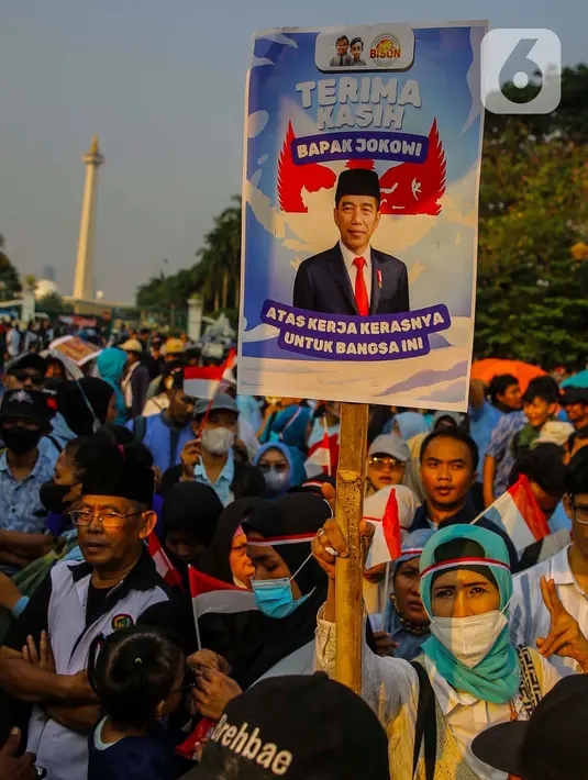 Mereka juga mengajak masyarakat luas untuk mendukung pemerintahan Prabowo Subianto-Gibran Rakabuming Raka. (Liputan6.com/Angga Yuniar)