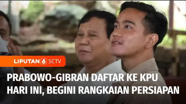 Setelah tadi malam deklarasi bersama Partai Solidaritas Indonesia, atau PSI. Pasangan Prabowo dan Gibran akan mendaftar ke KPU hari ini.