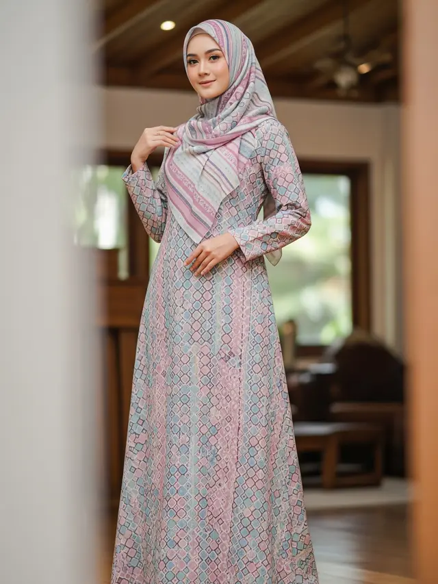 9 Model Gamis Batik Pastel Motif Lembut untuk Acara Keluarga Sederhana