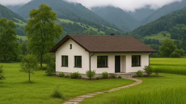 Model Rumah Tembok Minimalis Modern di Desa/ Ilustrasi gambar oleh AI