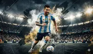 Ilustrasi Lionel Messi, Timnas Argentina. (Foto by Gemini AI)