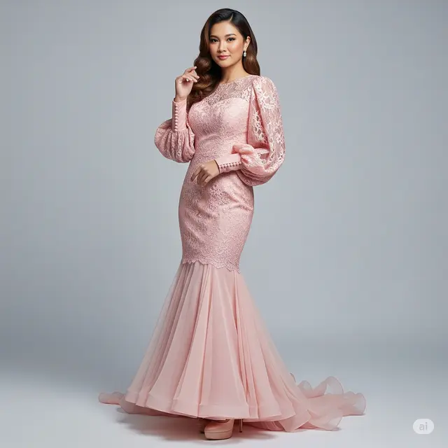 Inspirasi Dress Brokat Duyung Panjang Non Hijab untuk Berbagai Acara.