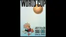 Poster Piala Dunia ke-8 tahun 1966 yang diselenggarakan di Inggris. Maskot pertama Willie, seekor singa menendang bola. Tuan rumah  keluar sebagai juara (Istimewa).