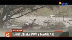 Badai topan menghantam pesisir pantai Jepang dekat perairan Pasifik hingga menyebabkan banjir dan tanah longsor.