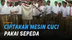 Seorang siswa sekolah menciptakan mesin cuci pakai drum dan sepeda.