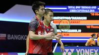 Kevin Sanjaya Sukamuljo/Marcus Fernaldi Gideon menyumbang poin saat Indonesia mengalahkan Korea 3-2 pada laga Grup B Piala Thomas 2018, di Impact Arena, Bangkok, Rabu (23/5/2018). (PBSI)
