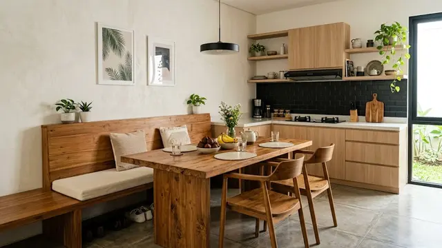 Ide Ruang Makan Minimalis yang Menyatu dengan Dapur (AI Generated)
