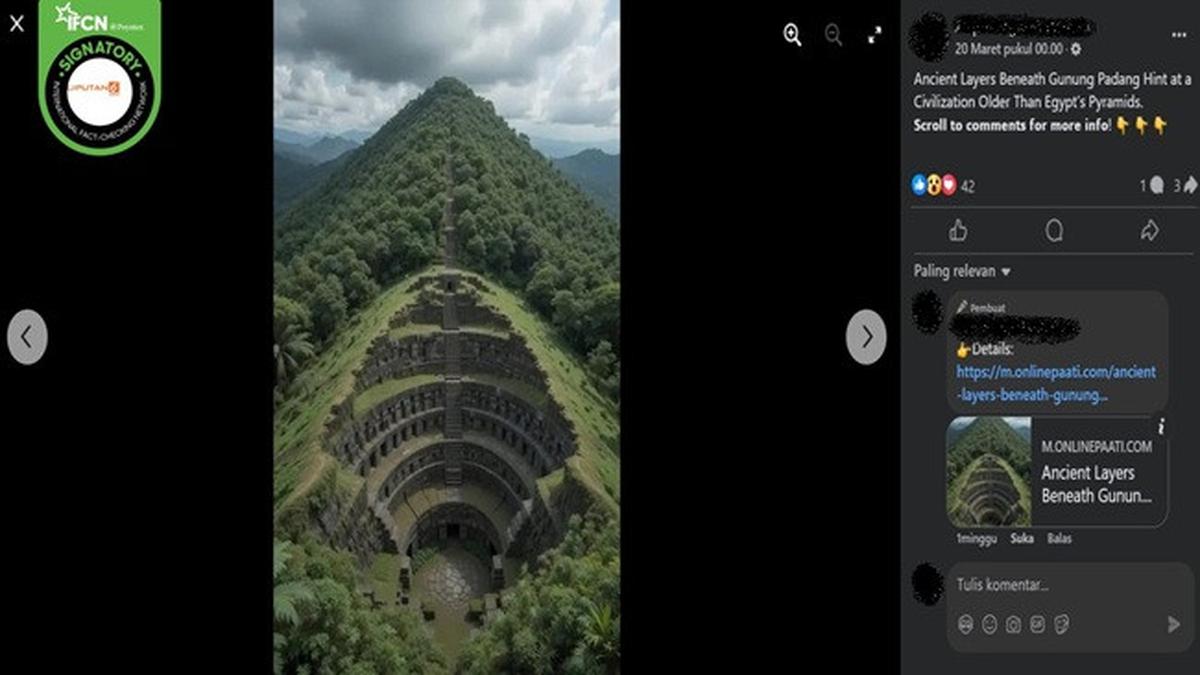 Cek Fakta: Tidak Benar Foto yang Diklaim Penampakan Lapisan Purba di Bawah Gunung Padang