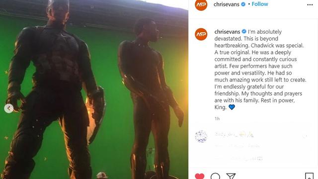 Unggahan Chris Evans atas meninggalnya Chadwick Boseman (Instagram/ chrisevans)