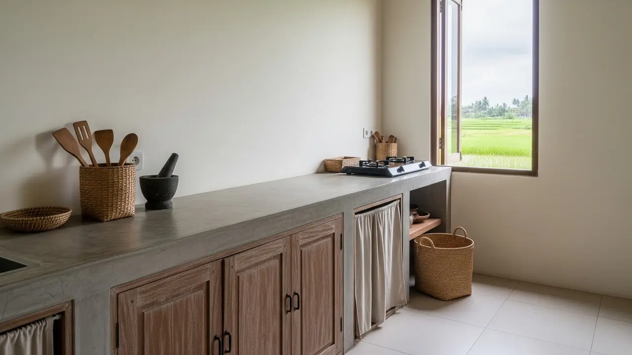 Desain Dapur Kampung Kecil tapi Terlihat Bersih dan Adem