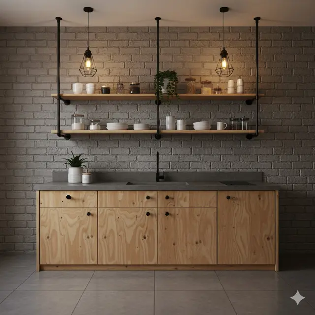 Inspirasi Dapur Industrial Hemat Biaya di Rumah Kecil. Gemini