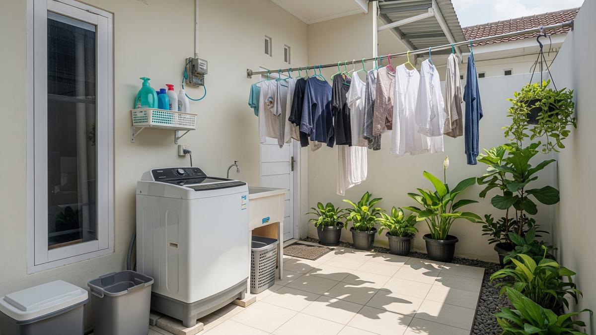 15 Contoh Rumah Sederhana 1 Lantai dengan Laundry Room Terbuka, Fungsional dan Estetis