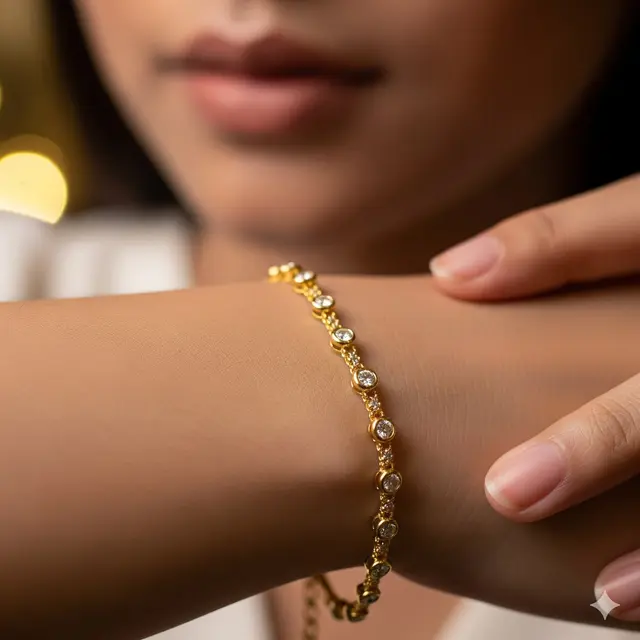 Gelang dengan Taburan Berlian Sintetis (2gr)
