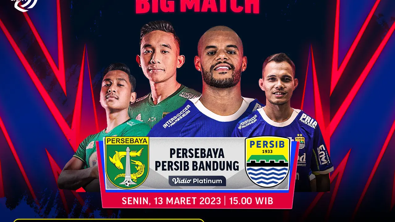 Link Live Streaming BRI Liga 1 : Persebaya Vs Persib di Vidio, 13 Maret 2023