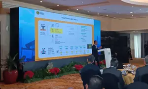 Menteri Energi dan Sumber Daya Mineral (ESDM) Bahlil Lahadalia dalam Energy Forum di Hotel Borobudur, Kamis (25/6/2026). (Liputan6.com/Christian)
