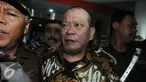 Tersangka kasus korupsi dana hibah Kadin Jawa Timur senilai Rp 5,3 miliar, La Nyalla Mattalitti usai menjalani pemeriksaan di Kejagung, Jakarta pada Selasa (31/5). (Liputan6.com/Helmi Afandi)