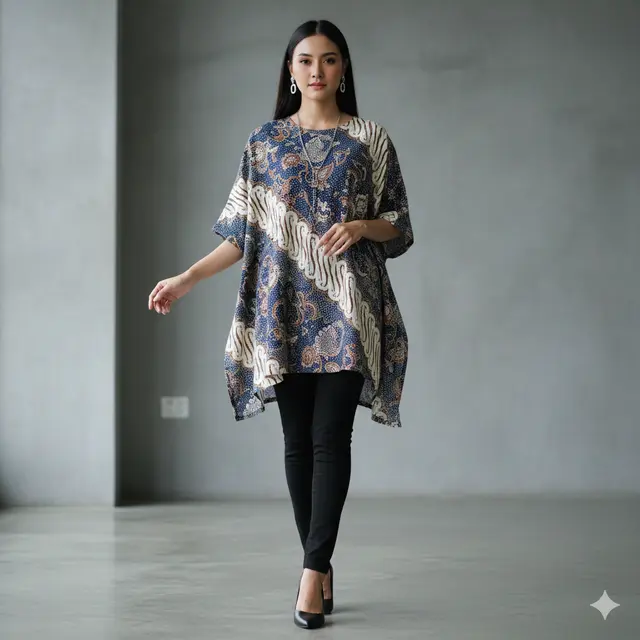 Atasan Batik Wanita Panjang Model Tunik