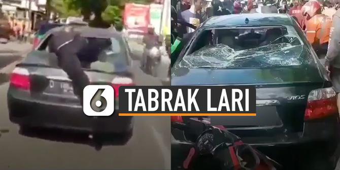 VIDEO: Aksi Heroik Pria Lompat ke Atas Mobil Hendak Kabur Setelah Tabrak Lari