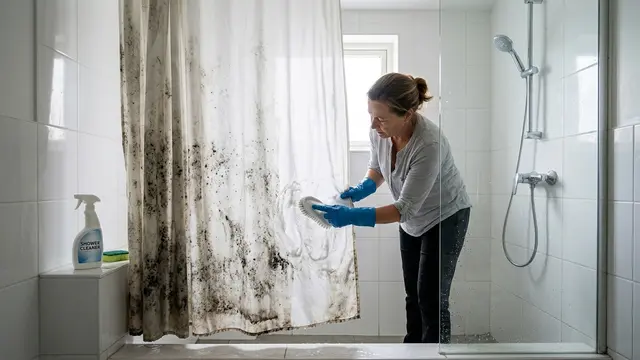cara membersihkan tirai shower yang berjamur (AI Generated)