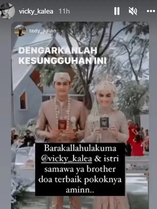 Vicky Kalea menikah dengan Alliza Putri (Foto: Instagram @vicky_kalea @tedy_julian)