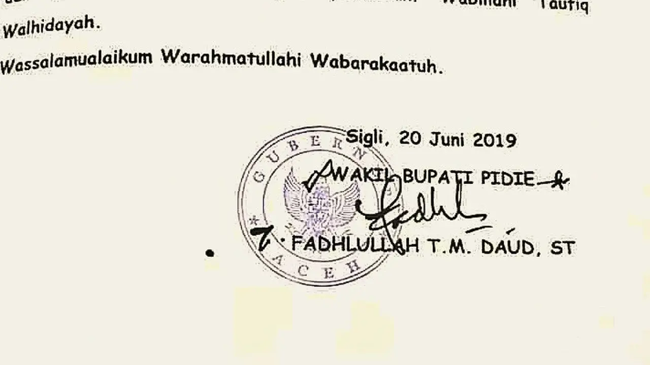 Surat Wakil Bupati Berstempel Gubernur