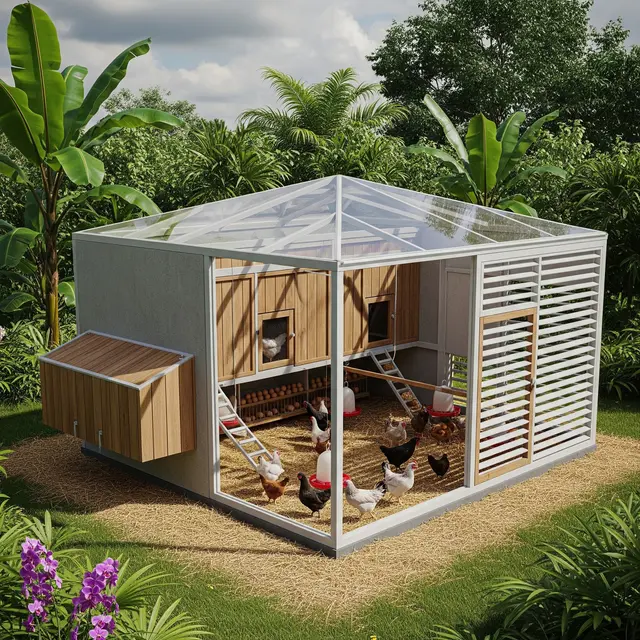 Inspirasi Kandang Ayam Modern dengan Atap Transparan