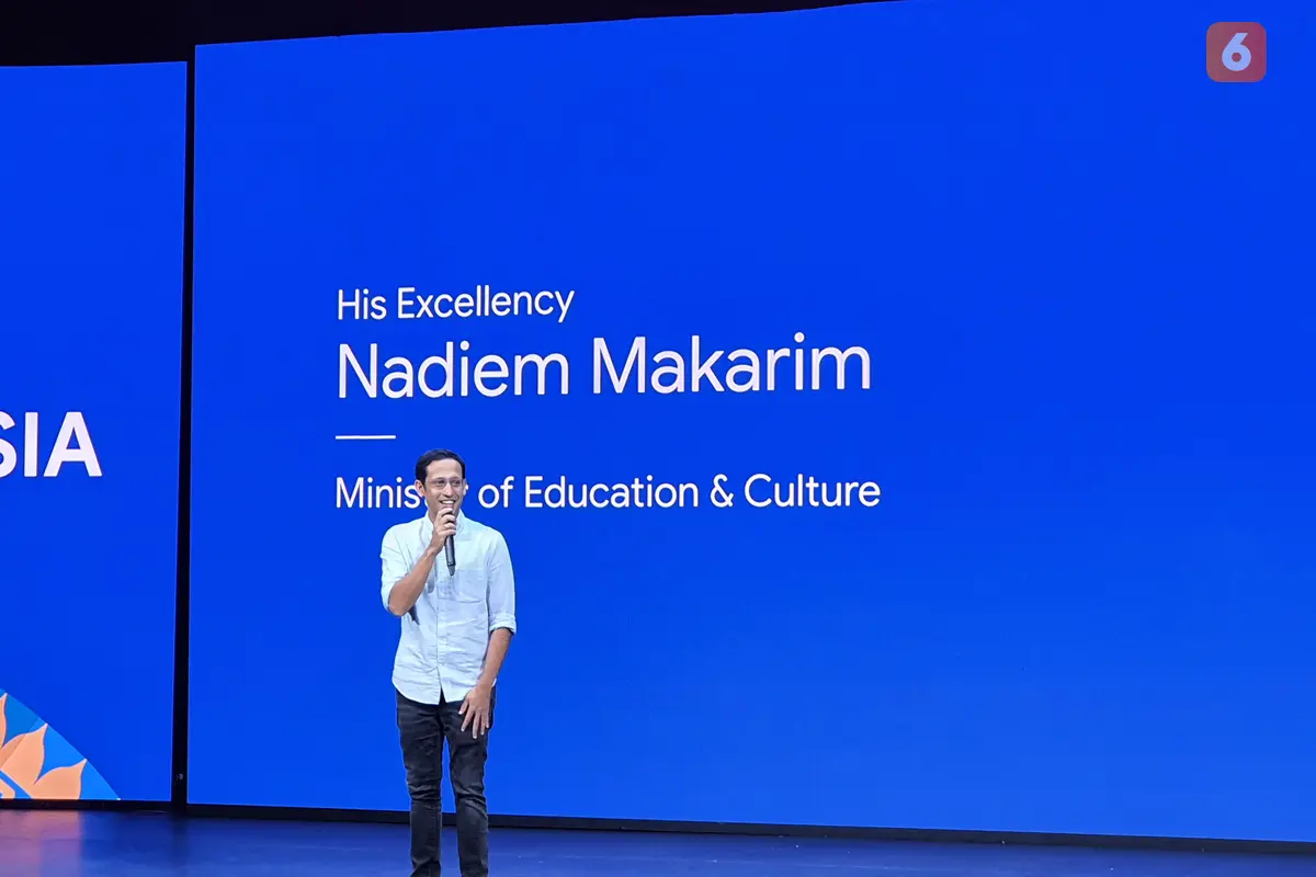 Mendikbud Nadiem Makarim dalam acara Google for Indonesia (Liputan6.com/ Agustin Setyo W).