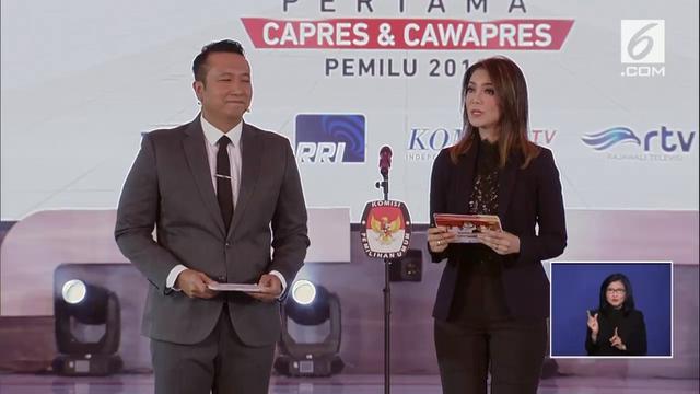 Moderator debat perdana capres cawapres 2019, Imam Priyono dan Ira Koesno.