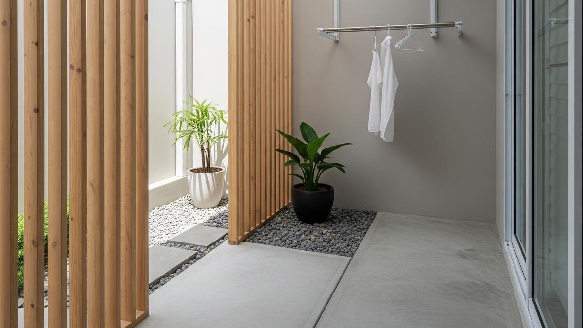 7 Model Area Jemuran Semi Outdoor Minimalis dengan Sekat Estetik dan Ventilasi